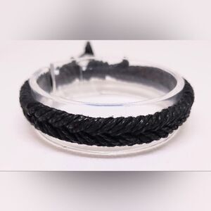 Men's bracelet leather braided black new e6‎